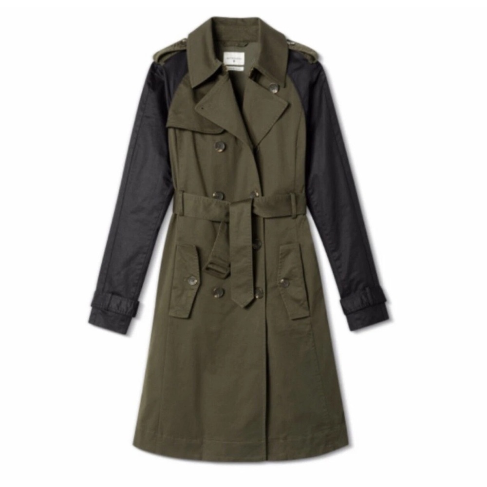 Altuzarra For Target Olive Trench Coat with Black Sleeves and Belt